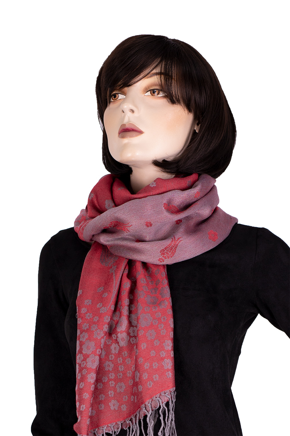 Schal_rot-grau_b Jacquard-Schal mehrere Varianten 3